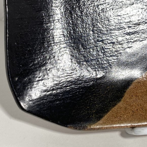 Dan Eash Art Pottery PA Studio Handmade Brown Glaze Stoneware Slab Tray 10x7.5in - Picture 4 of 16